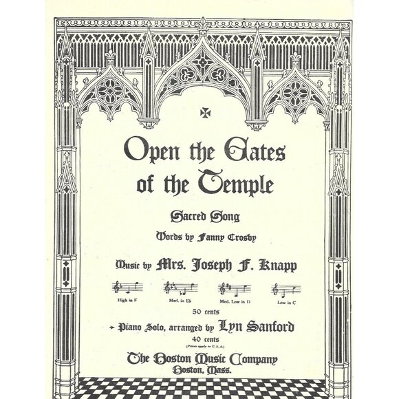 The Boston Music Company Other - Open the Gates of the Temple 1952 Boston Music Sacred Piano Solo